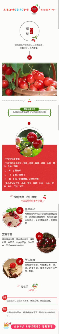 樱桃水果微商图文消息红色模板