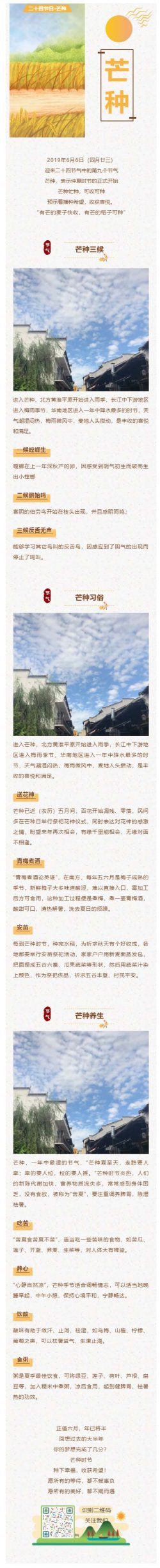 二十四节气芒种中国传统节日微信公众号图文模板推送图文素材