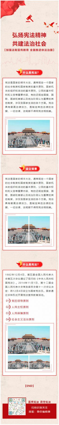 党政国家宪法日微信公众号推送图文模板推文素材